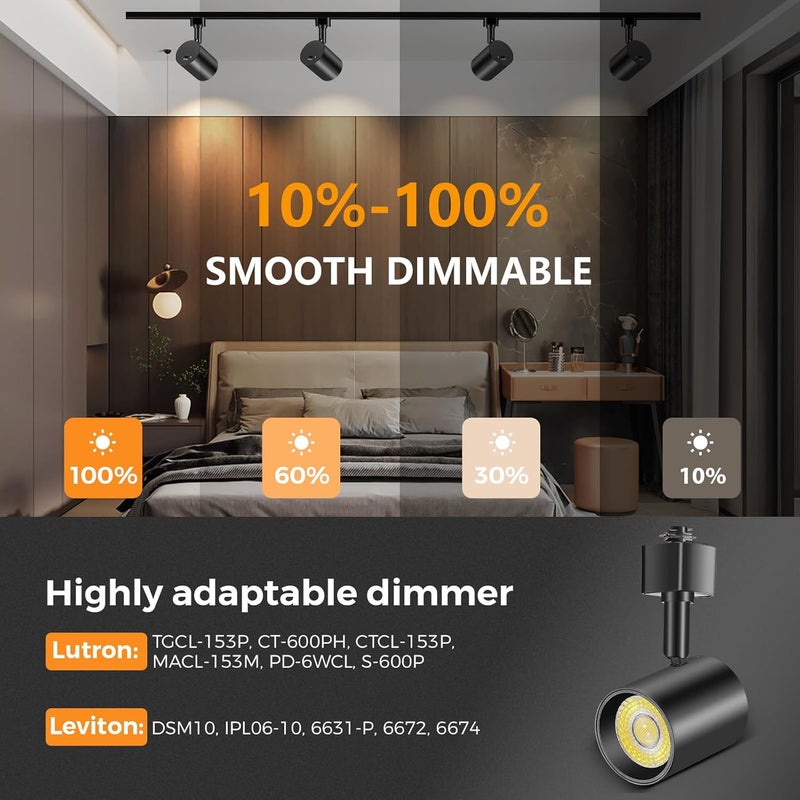 VANoopee رؤوس إضاءة LED بخمسة ألوان لنظام الإضاءة H نوع، رؤوس إضاءة قابلة للتعتيم، بقعة سقف مضيئة، 2000K-6000K، خالية من الوميض CRI90+، 24°، 10W، 800lm، أسود غير لامع، عبوة 6 قطع - Image 3